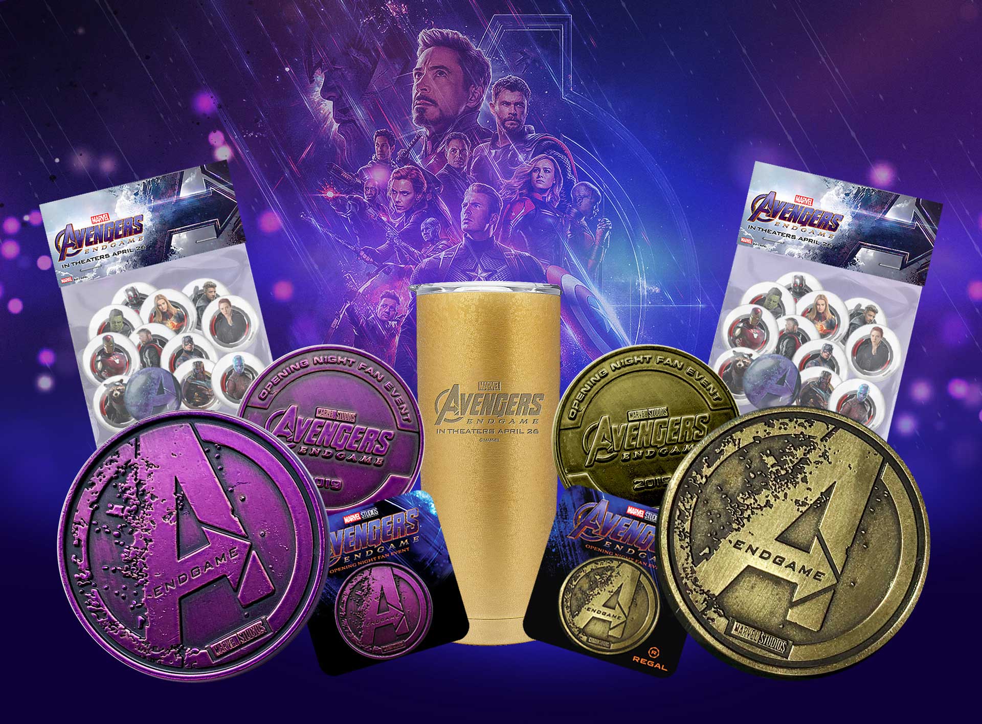 New World Group Marvel Avengers endgame premium coins, stickers and movie promo items